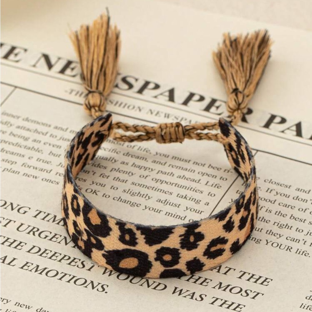 Leopard Print Braided Bracelet